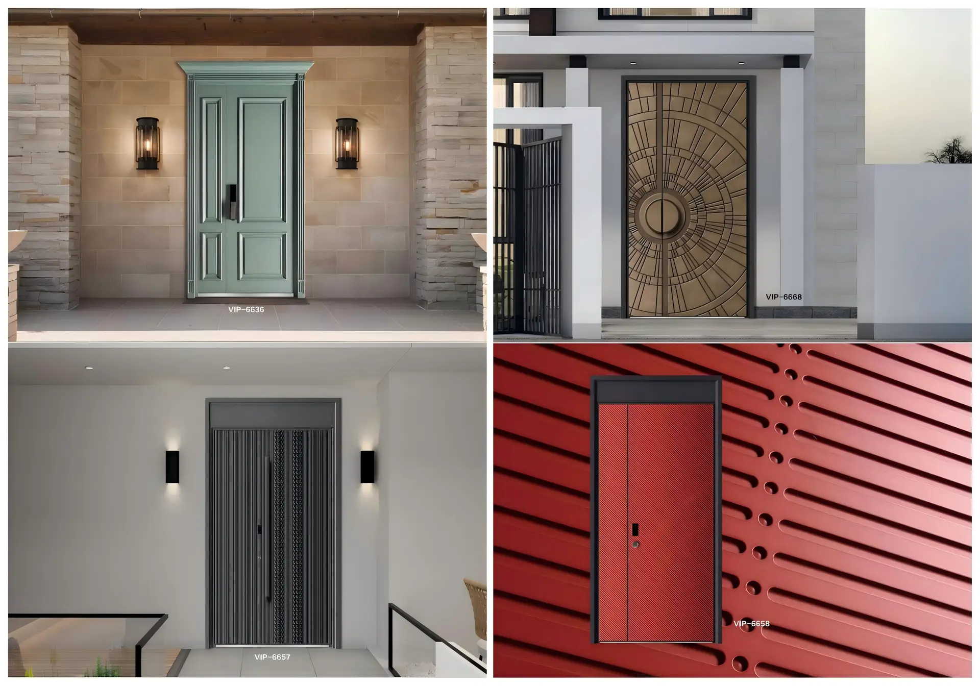 Double-leaf aluminum entrance door designs for residential projects