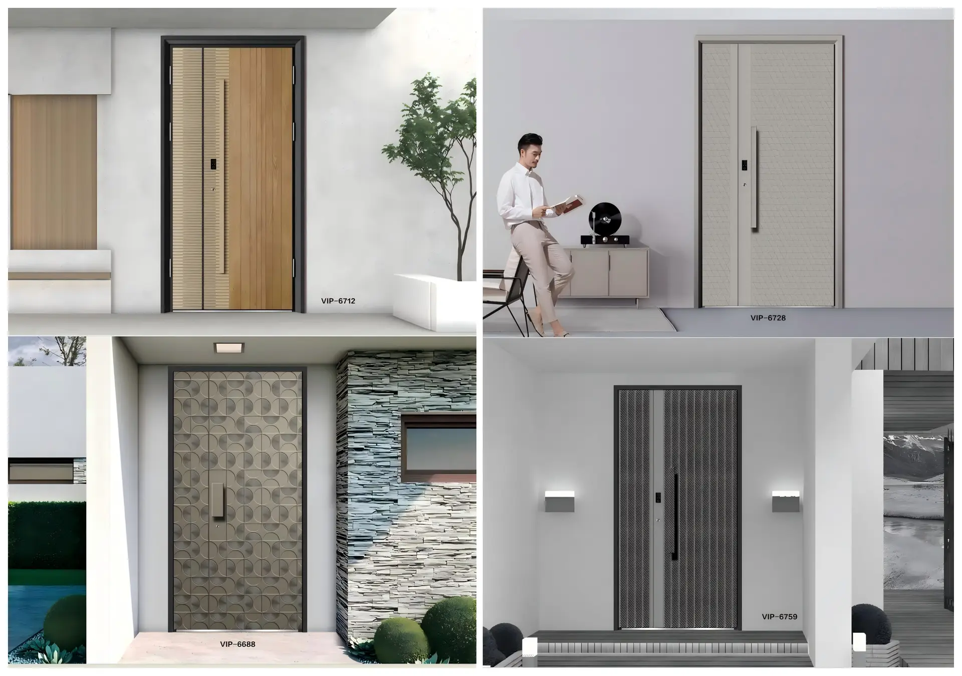 Aluminum entrance door options with sidelights and decorative panels