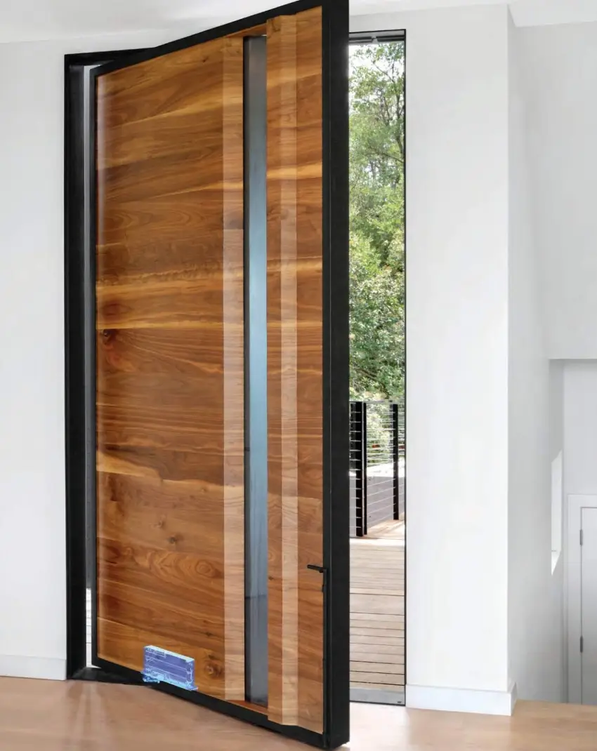 Floor spring and closer hardware options for an entrance door