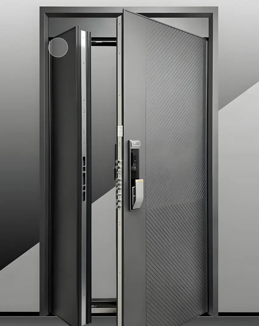 Multi-point locking hardware for an aluminum entrance door