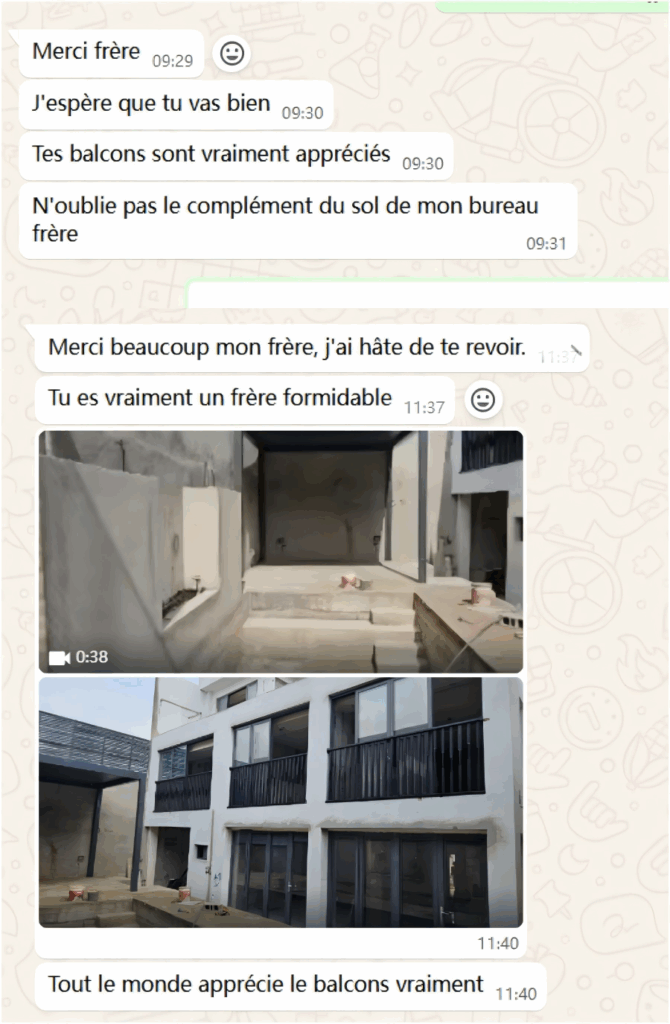 the conversation between Côte d'Ivoire client and george team in whatsapp