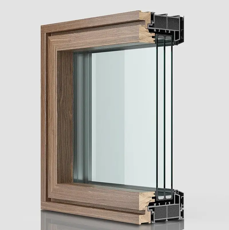 Aluminum-clad wood fixed window frame profile