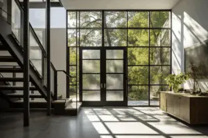 Minimalist Black-Framed French Doors