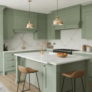 Rustic Sage Green Kitchen Cabinets