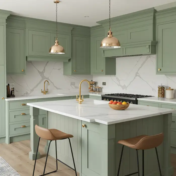 Rustic Sage Green Kitchen Cabinets