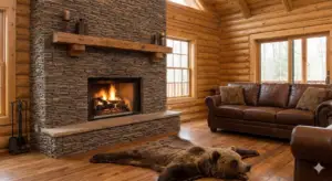 Stone Veneer Fireplace