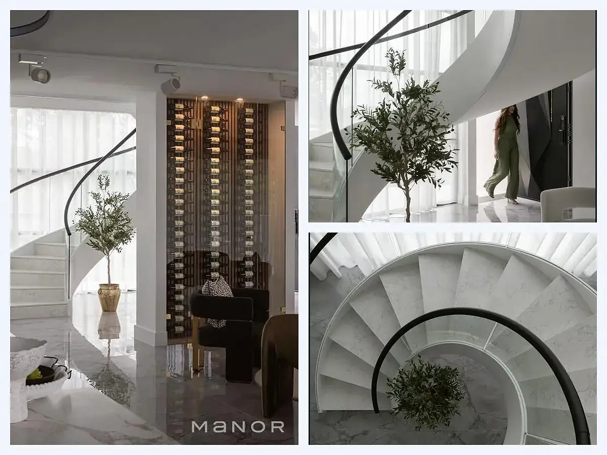Completed spiral staircase shown from multiple angles in a Melbourne villa