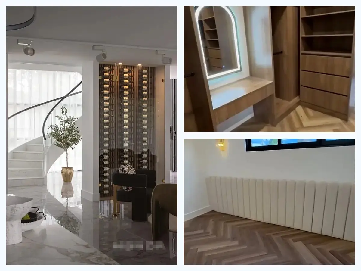 Completed wardrobe and herringbone flooring in an Australian villa