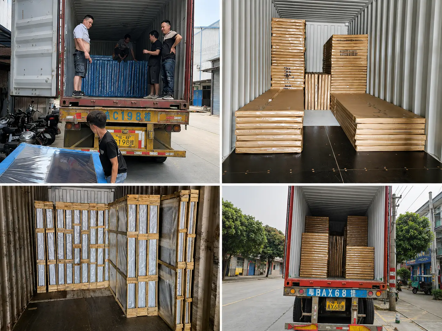 Building materials protected with export packing for international delivery