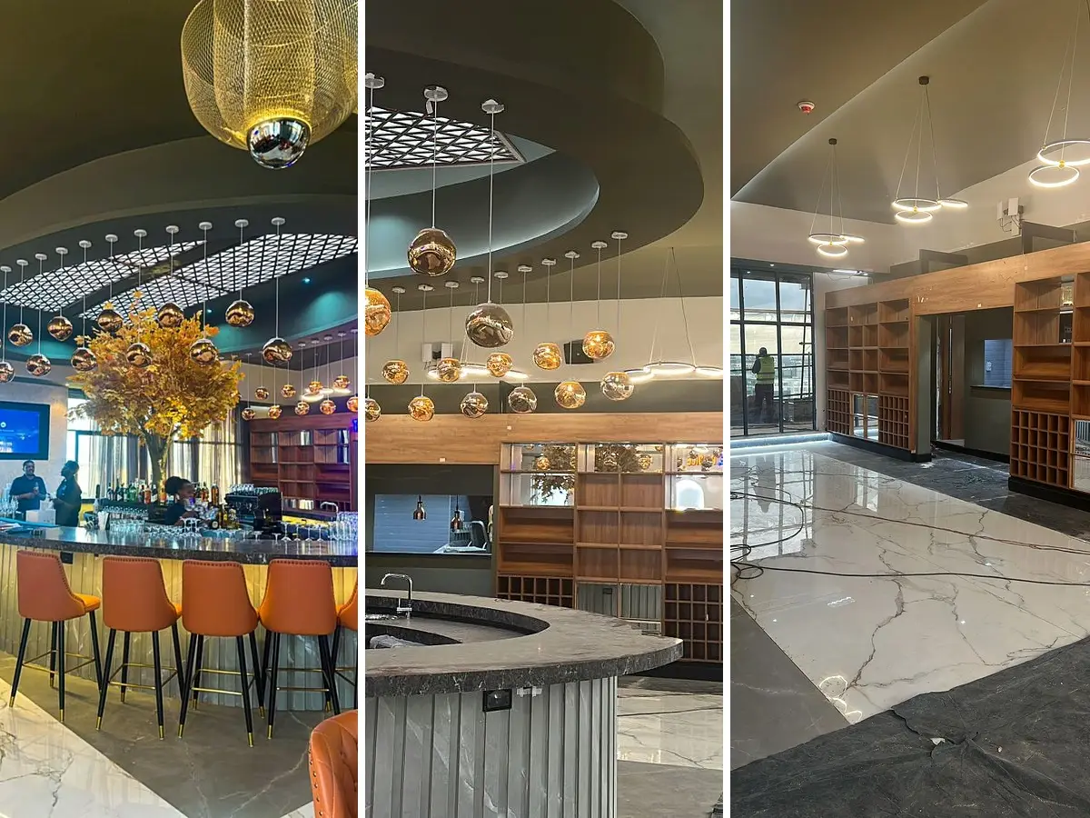 Installed decorative lighting in a Nairobi restaurant