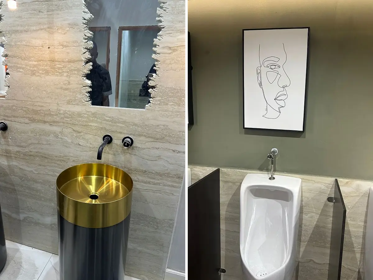 Stone finishes and sanitary products supplied for a restaurant project