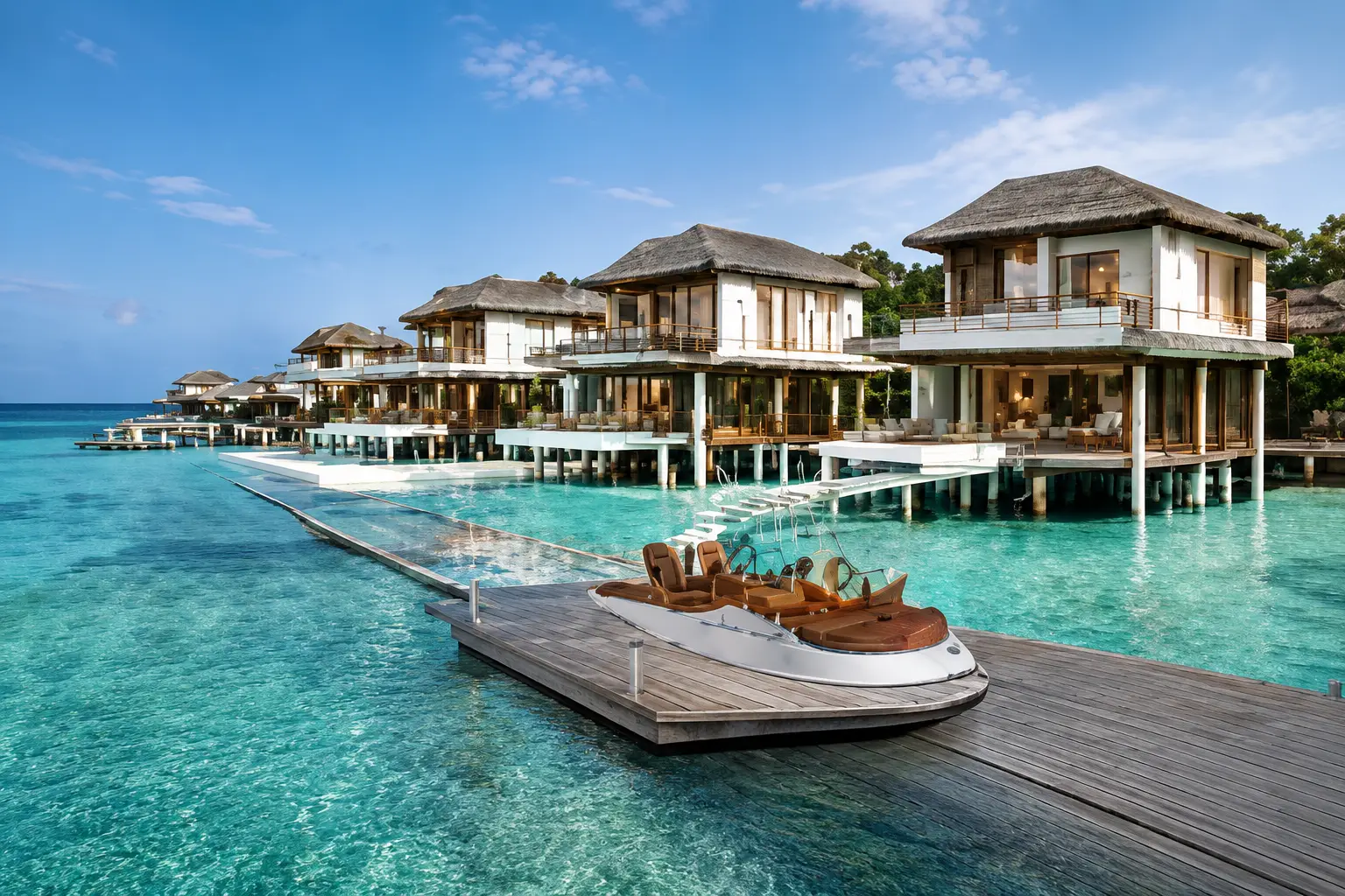 Waterfront resort representing coordinated resort building material solutions