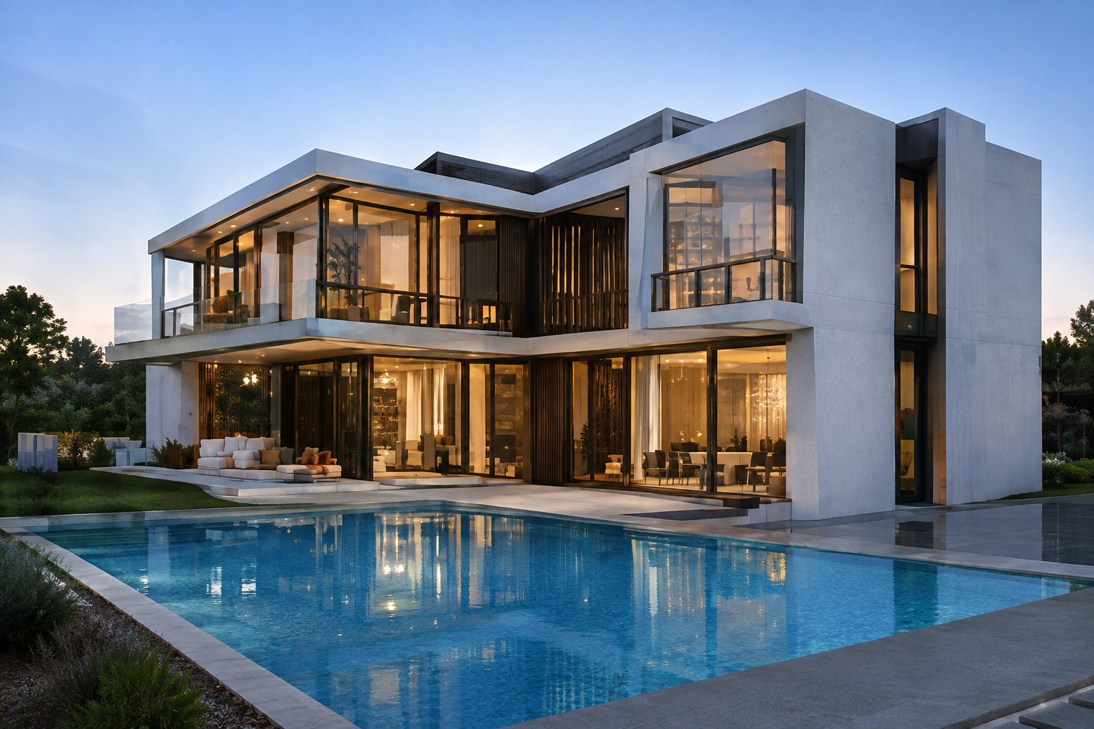 Modern villa representing coordinated villa building material solutions