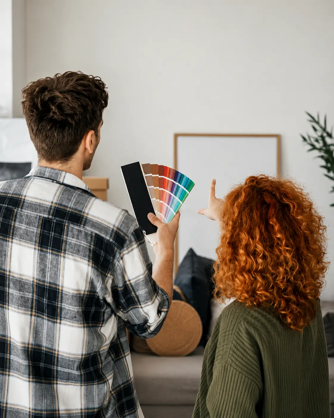 Villa owner selecting coordinated building material finishes